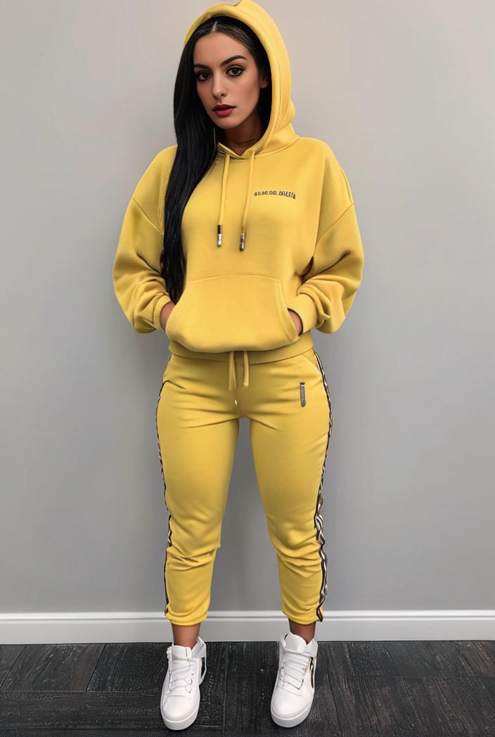 casual drawstring pants and hoodie combo set for women 131977