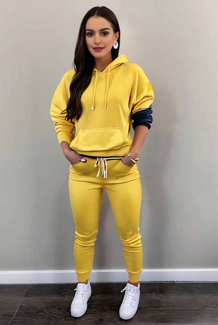 casual drawstring pants and hoodie combo set for women 131979