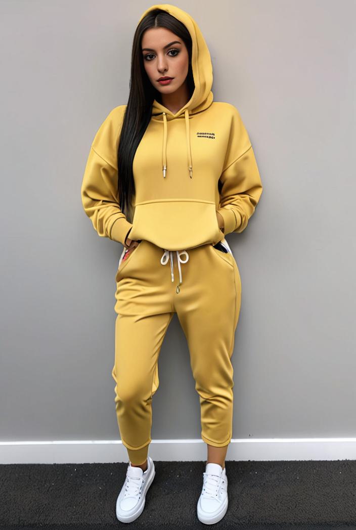 casual drawstring pants and hoodie combo set for women 131980