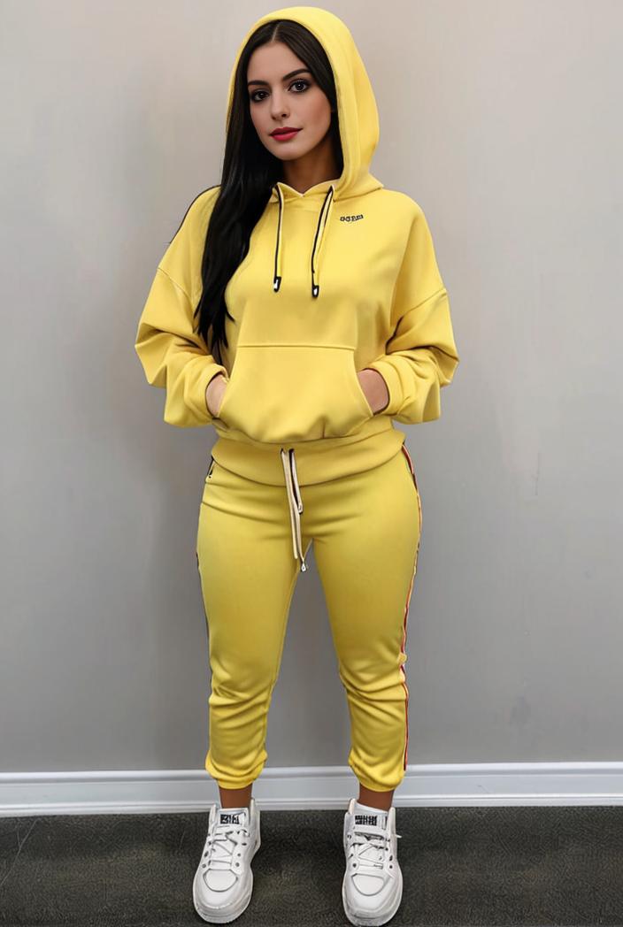 casual drawstring pants and hoodie combo set for women 131981