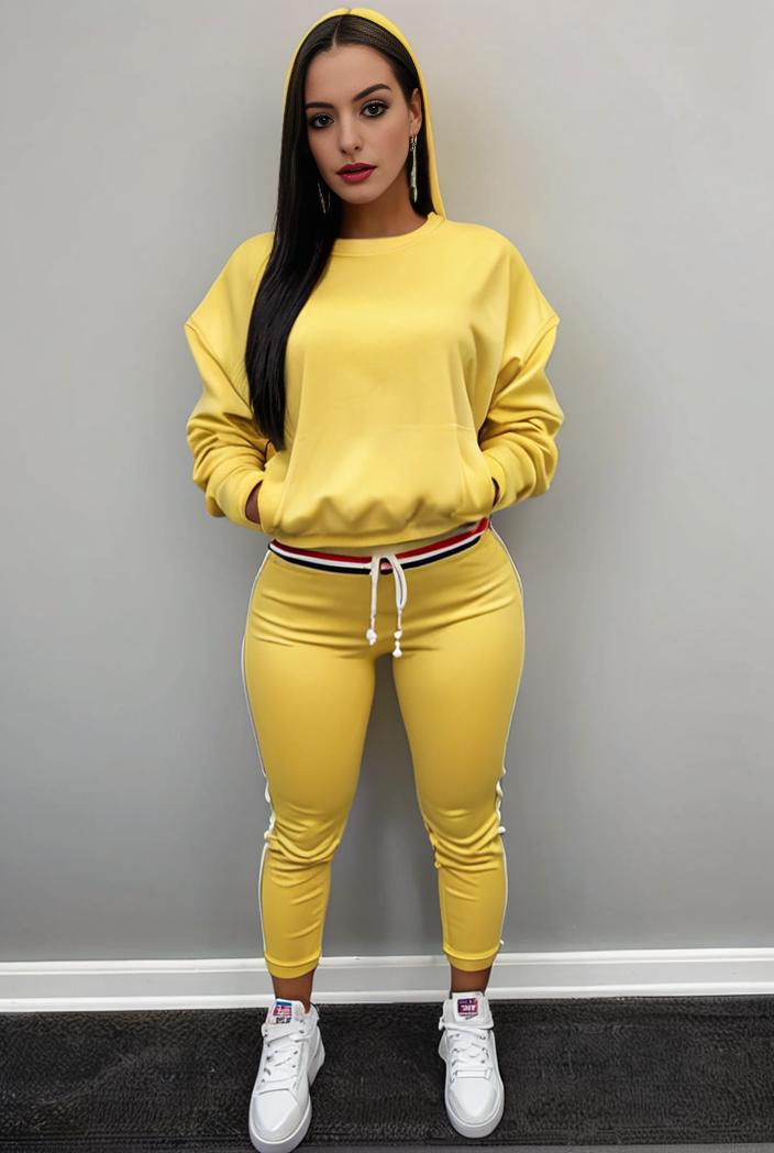 casual drawstring pants and hoodie combo set for women 131982