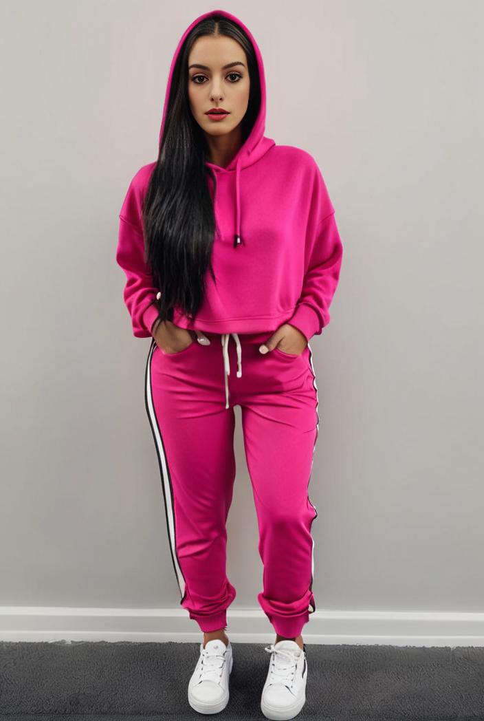 casual drawstring pants and hoodie combo set for women 131985