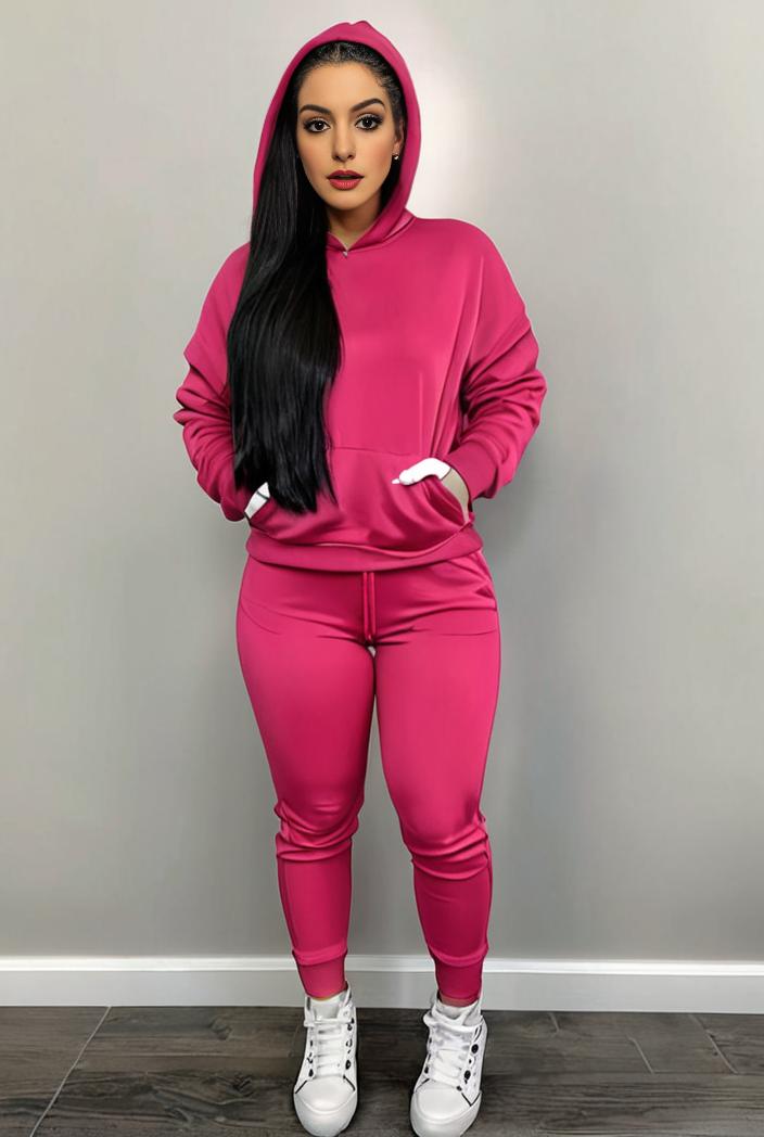 casual drawstring pants and hoodie combo set for women 131987