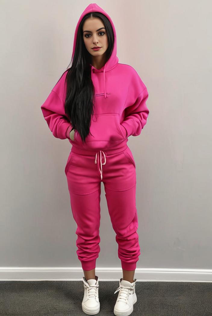 casual drawstring pants and hoodie combo set for women 131989