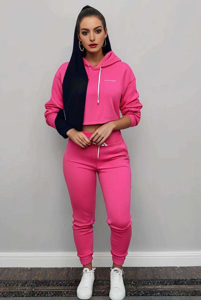 casual drawstring pants and hoodie combo set for women 131991