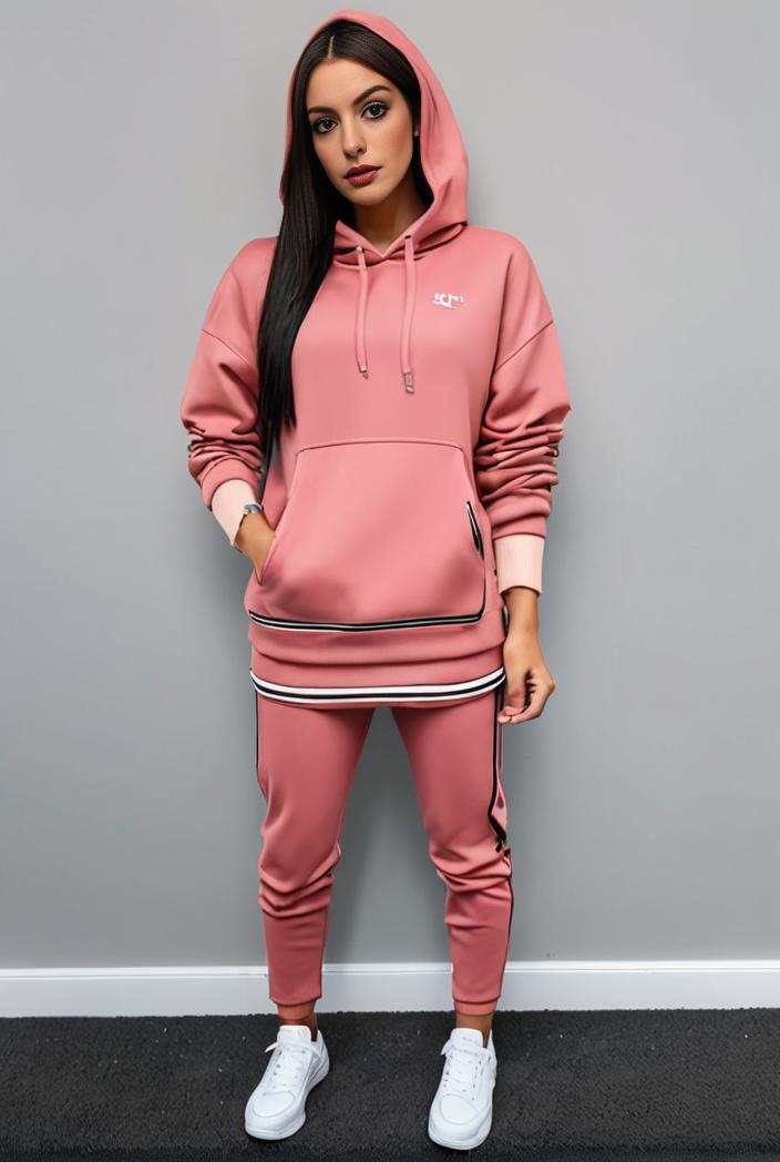 casual drawstring pants and hoodie combo set for women 131996