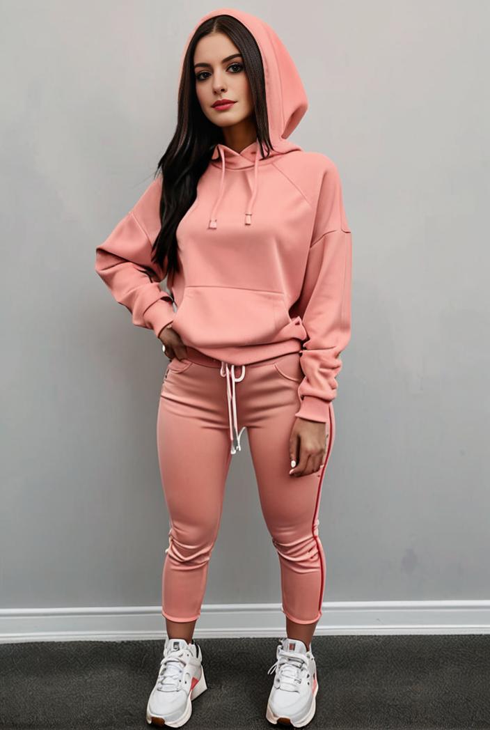 casual drawstring pants and hoodie combo set for women 131997