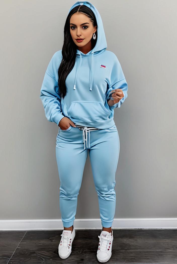 casual drawstring pants and hoodie combo set for women 132003