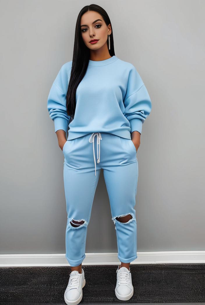 casual drawstring pants and hoodie combo set for women 132006