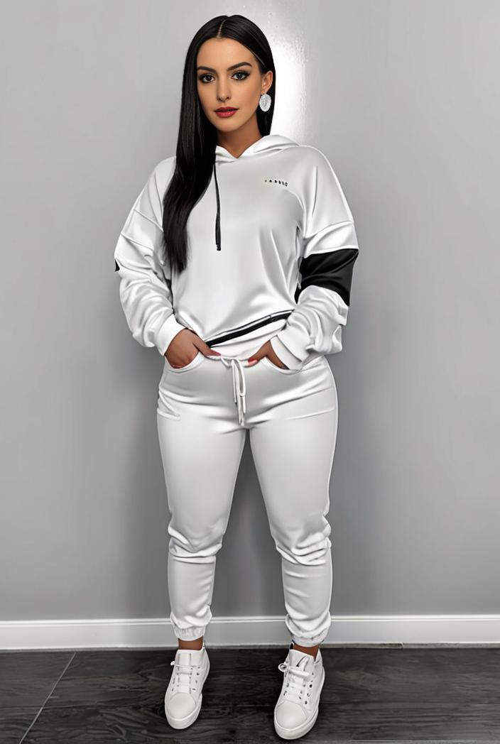 casual drawstring pants and hoodie combo set for women 132011