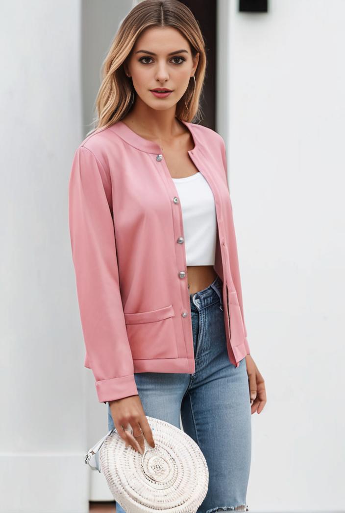 chic open front blazer with stylish pockets for women 133594