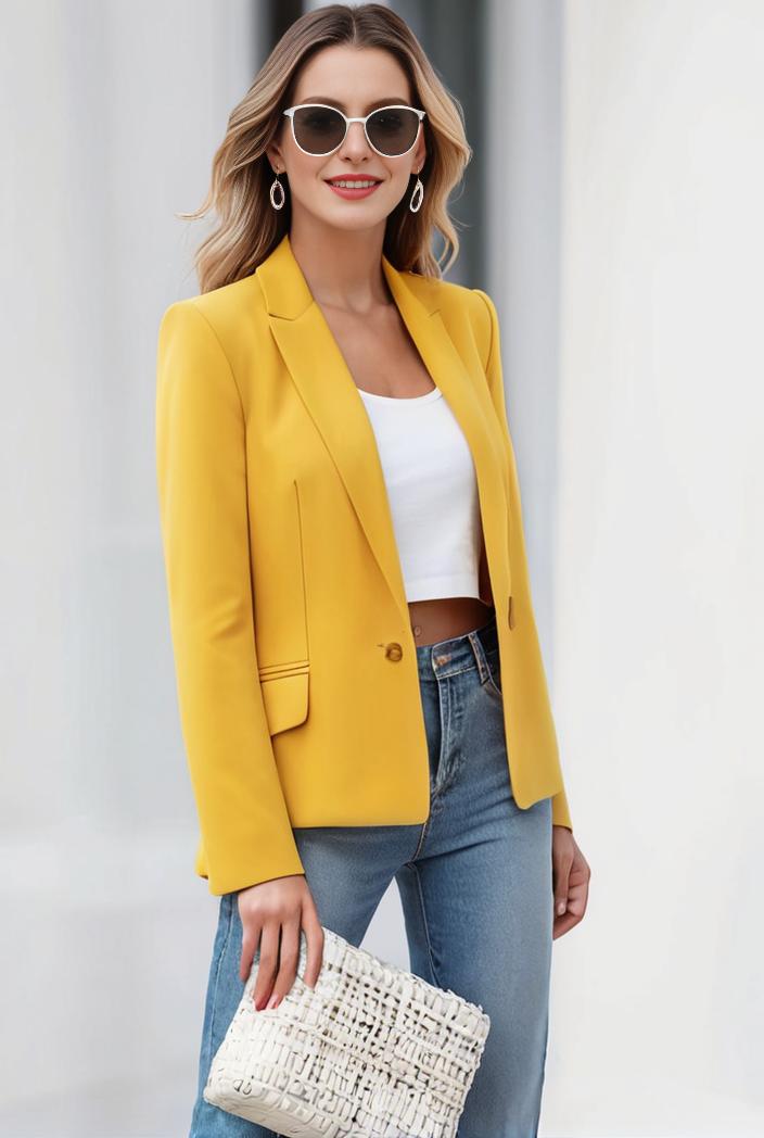 chic open front blazer with stylish pockets for women 133600