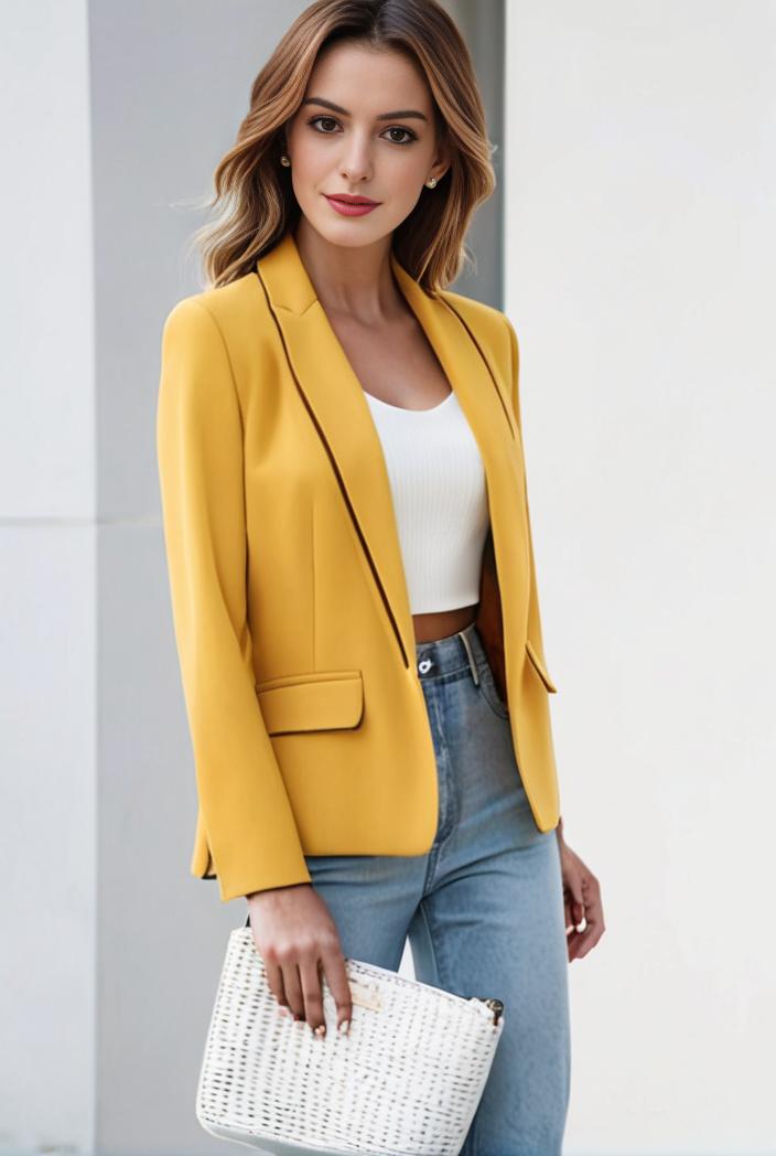 chic open front blazer with stylish pockets for women 133601