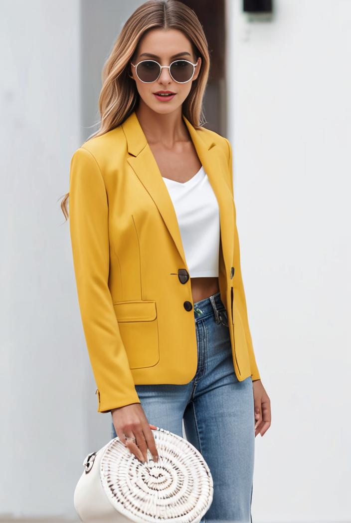 chic open front blazer with stylish pockets for women 133602