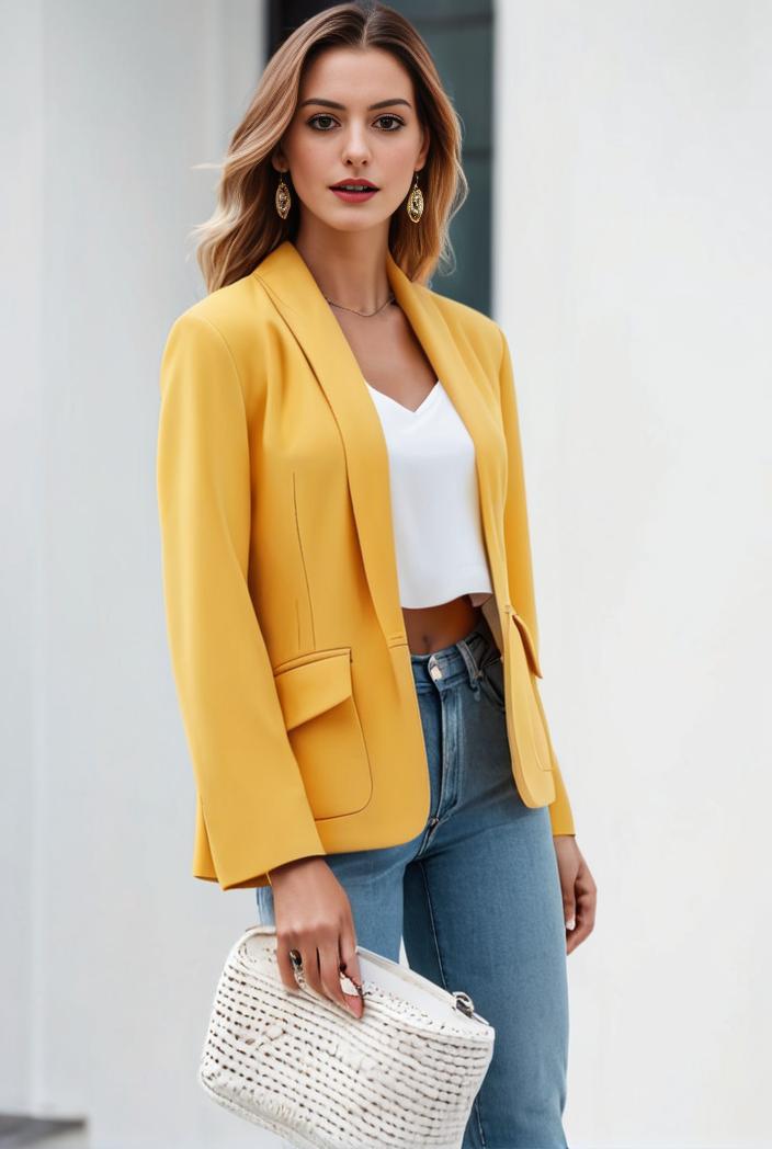 chic open front blazer with stylish pockets for women 133603