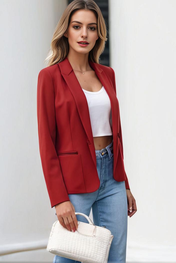 chic open front blazer with stylish pockets for women 133631