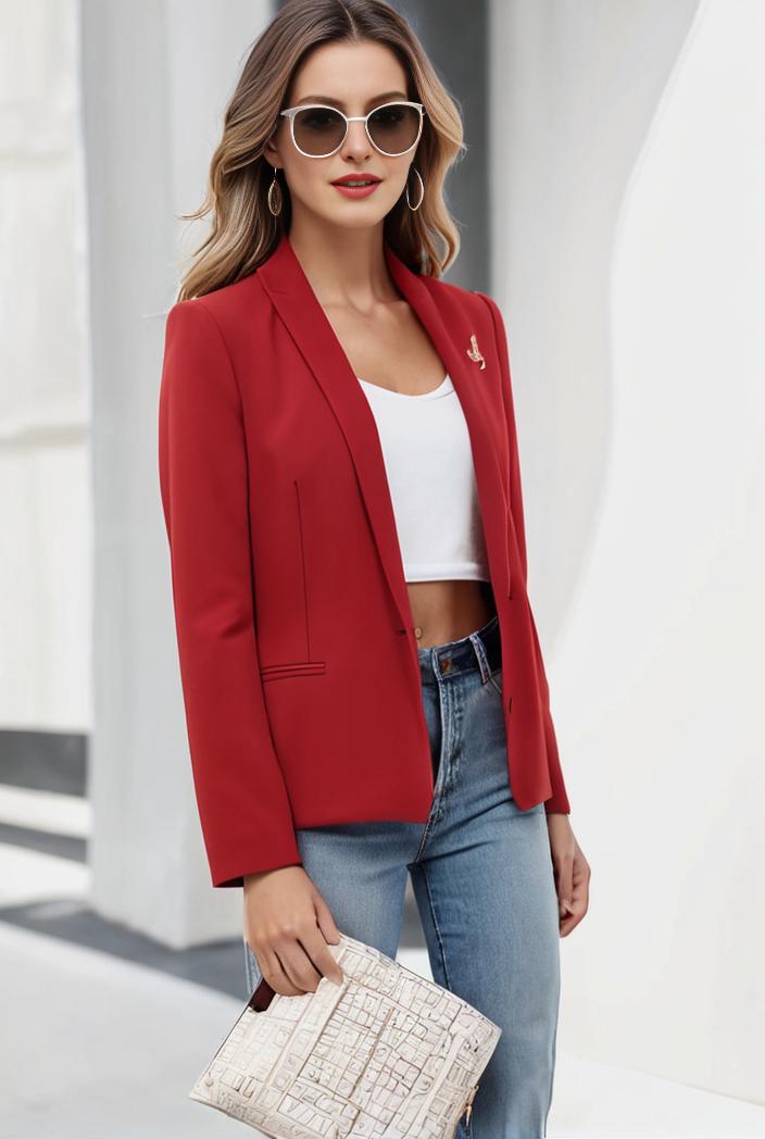 chic open front blazer with stylish pockets for women 133632