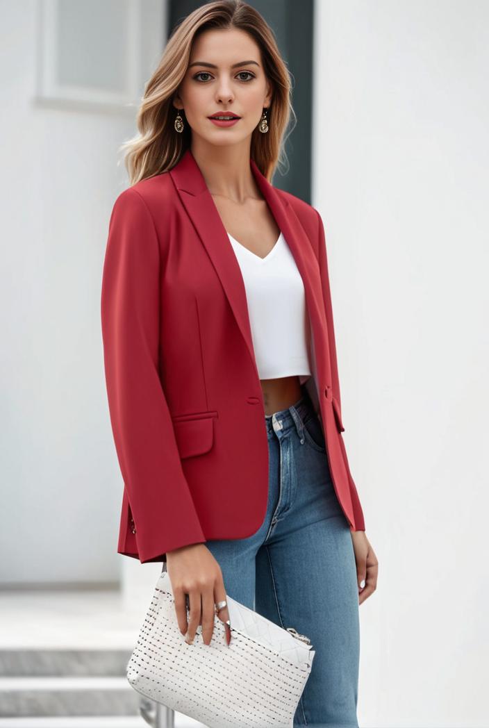 chic open front blazer with stylish pockets for women 133635