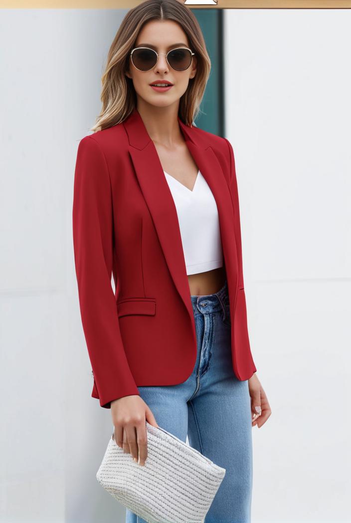 chic open front blazer with stylish pockets for women 133637