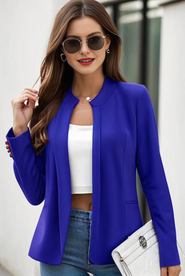 chic open front blazer with stylish pockets for women 133645