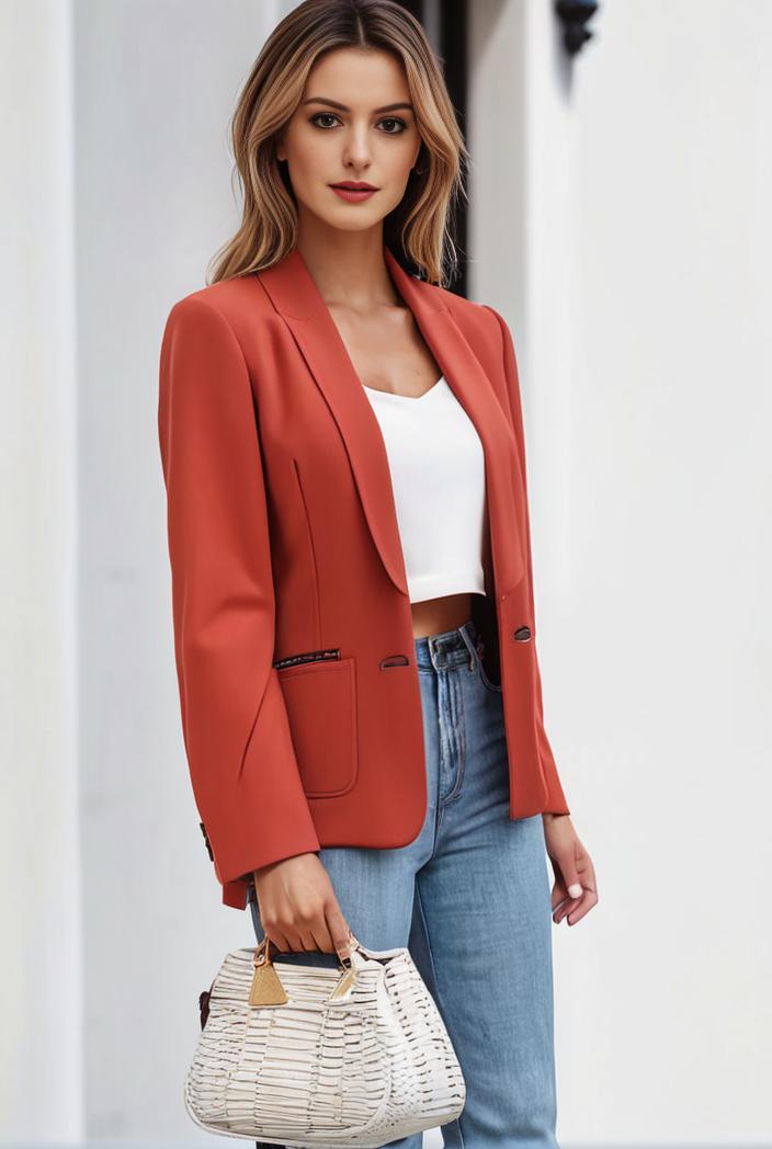 chic open front blazer with stylish pockets for women 133646