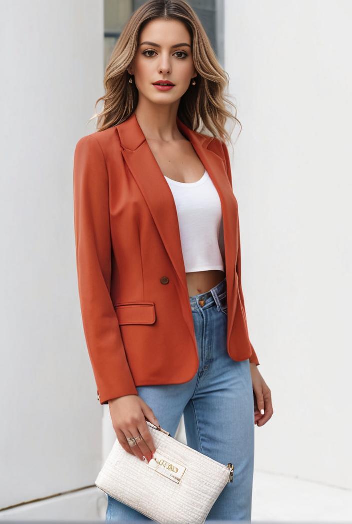 chic open front blazer with stylish pockets for women 133647