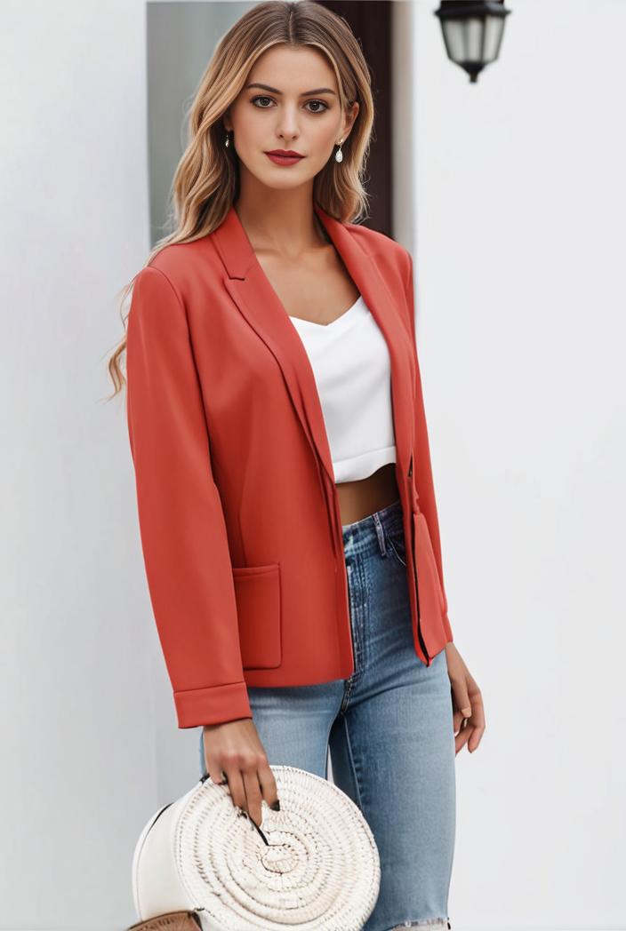 chic open front blazer with stylish pockets for women 133650
