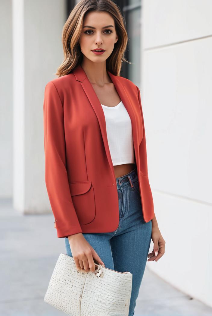 chic open front blazer with stylish pockets for women 133652