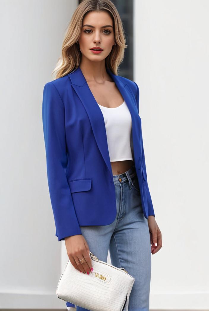 chic open front blazer with stylish pockets for women 133655