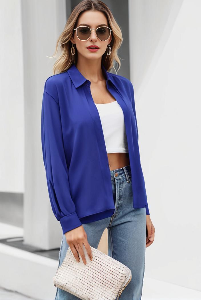 chic open front blazer with stylish pockets for women 133656