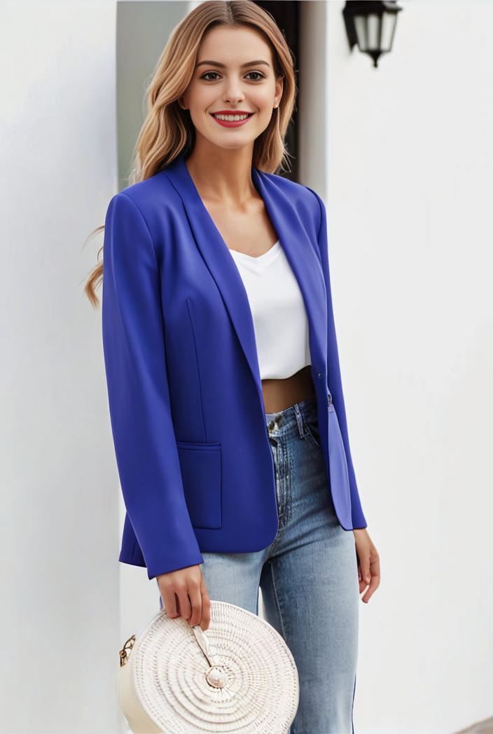 chic open front blazer with stylish pockets for women 133658