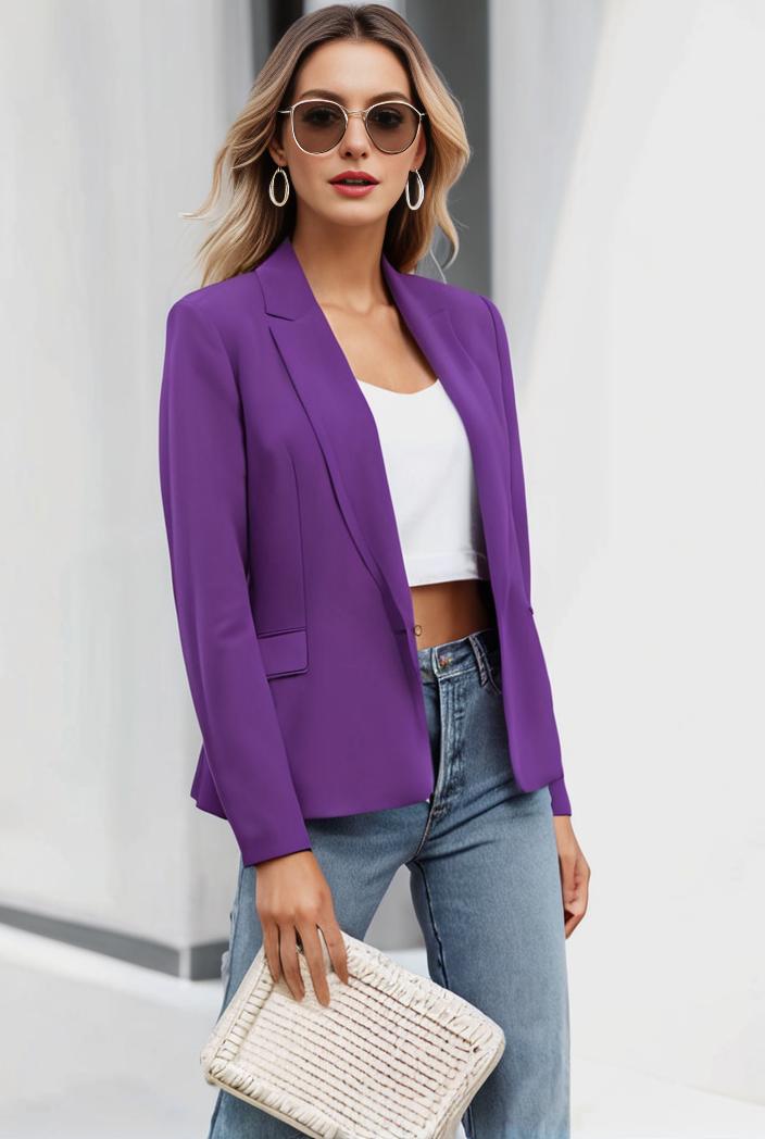 chic open front blazer with stylish pockets for women 133664