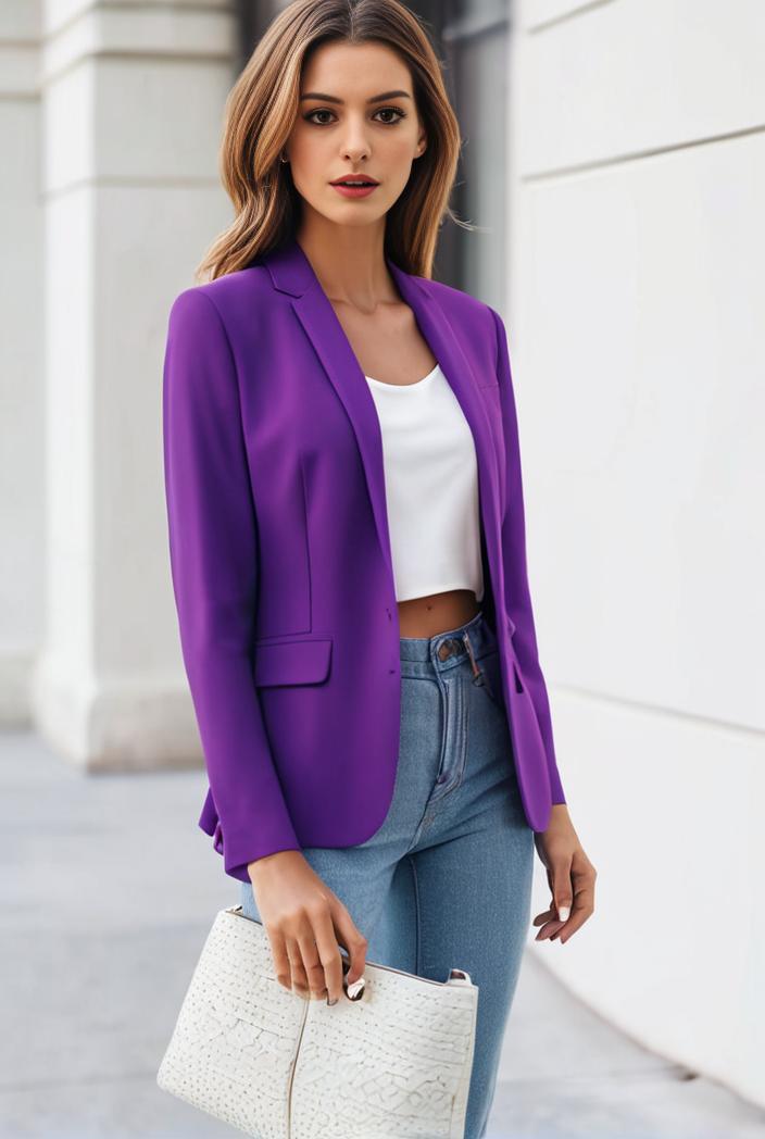chic open front blazer with stylish pockets for women 133668