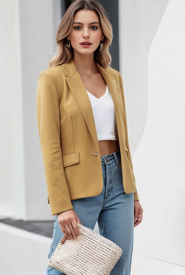 chic open front blazer with stylish pockets for women 133672