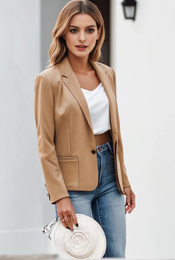 chic open front blazer with stylish pockets for women 133674