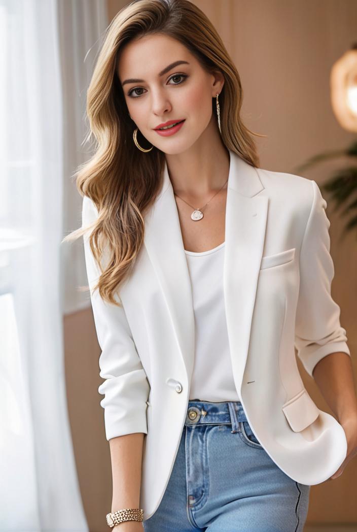 ladies solid button up blazer with long sleeves casual lapel design 146334