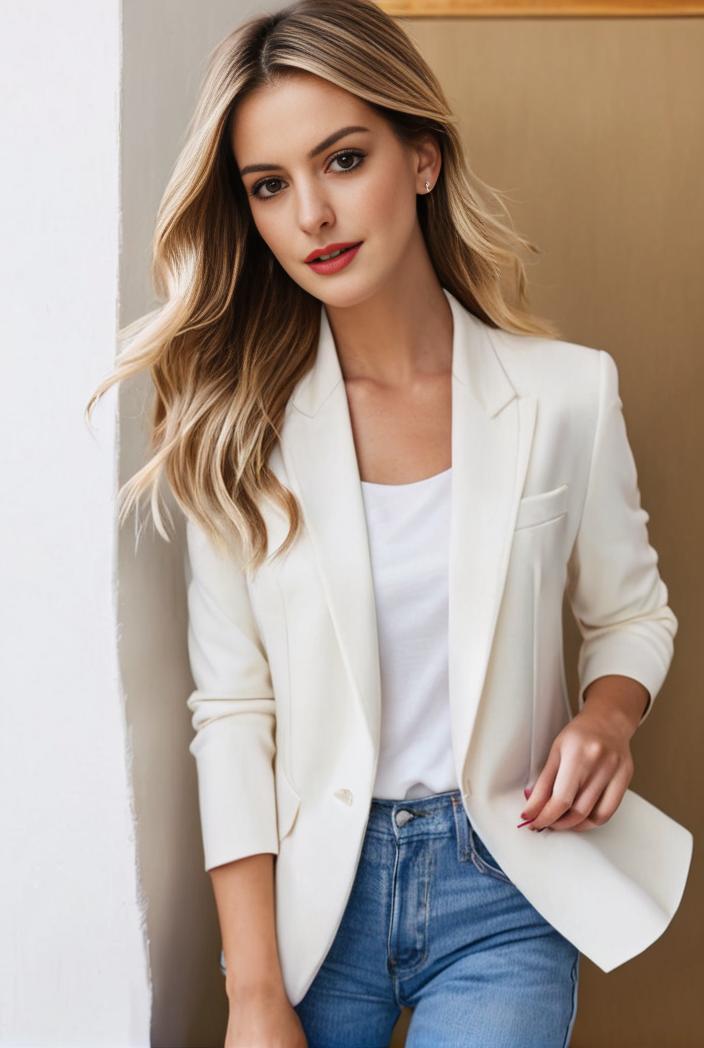 ladies solid button up blazer with long sleeves casual lapel design 146338