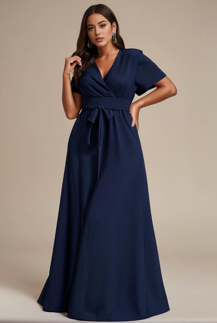 plus size simple chiffon pleated a line round neckline bridesmaid dress 112947