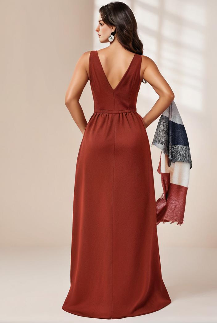 plus size shiny v neck side slit formal evening dress 101638