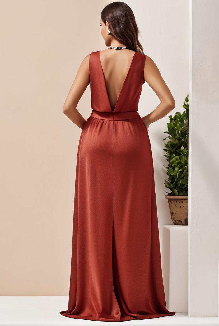plus size shiny v neck side slit formal evening dress 101643
