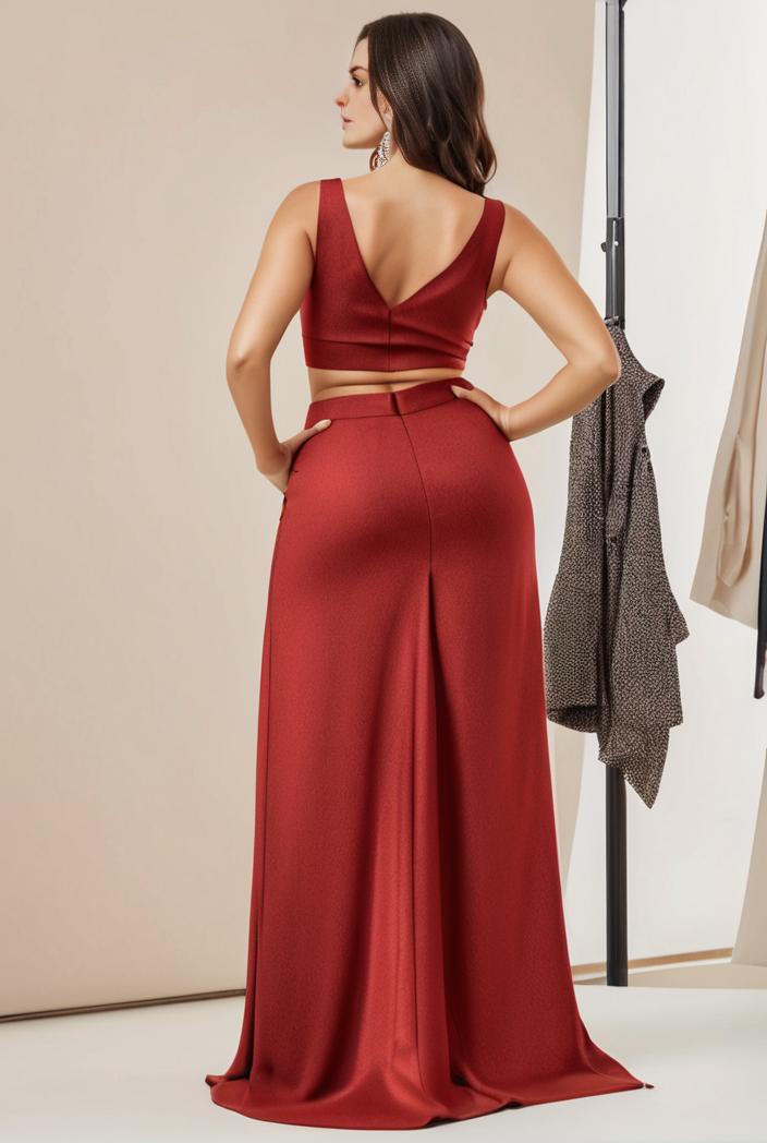 plus size shiny v neck side slit formal evening dress 101644