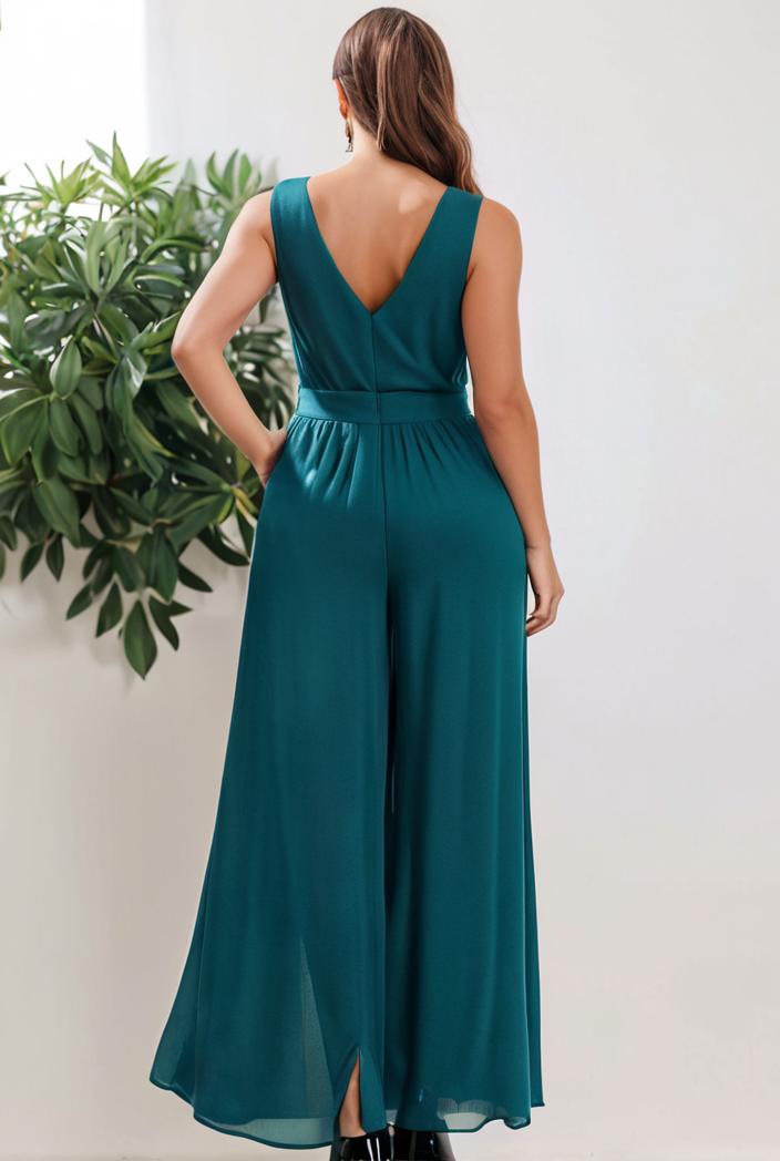 plus size shiny v neck side slit formal evening dress 101687