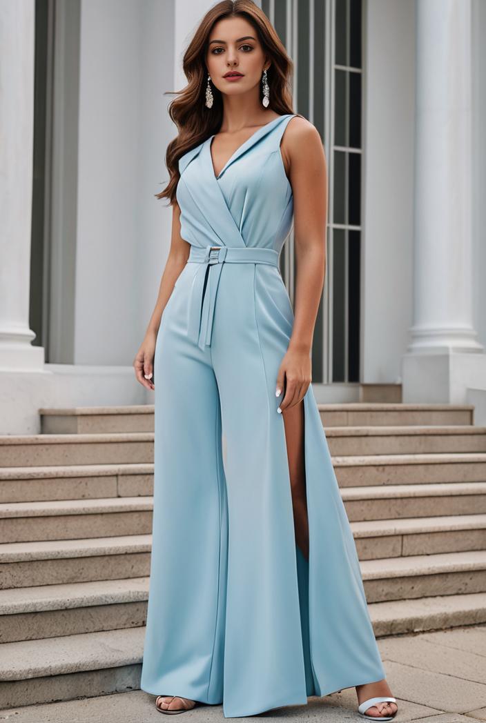 plus size shiny v neck side slit formal evening dress 101694