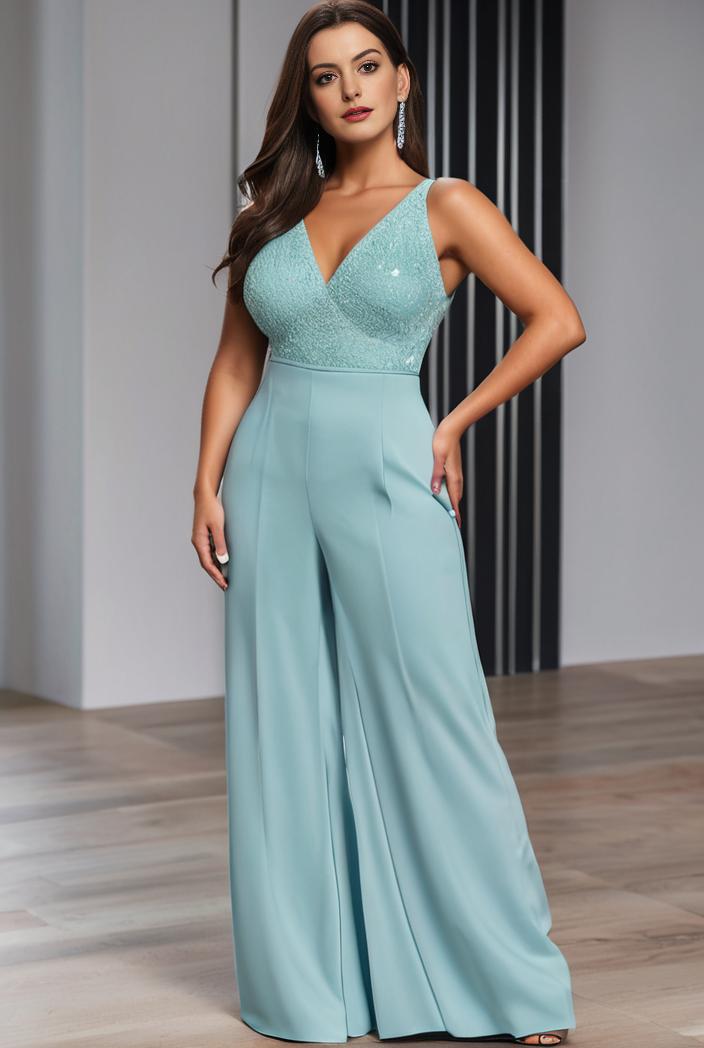 plus size shiny v neck side slit formal evening dress 101709