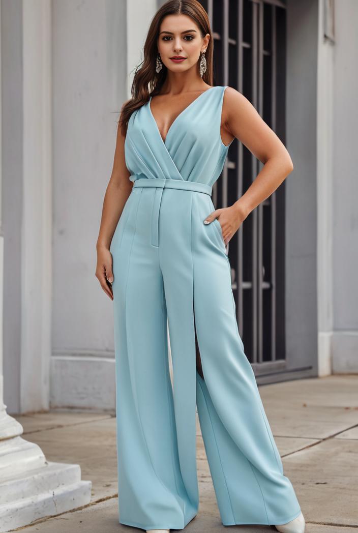 plus size shiny v neck side slit formal evening dress 101714