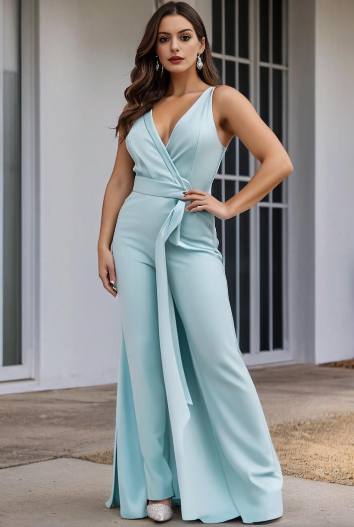 plus size shiny v neck side slit formal evening dress 101713