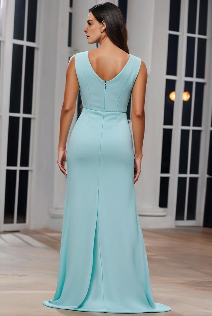 plus size shiny v neck side slit formal evening dress 101717