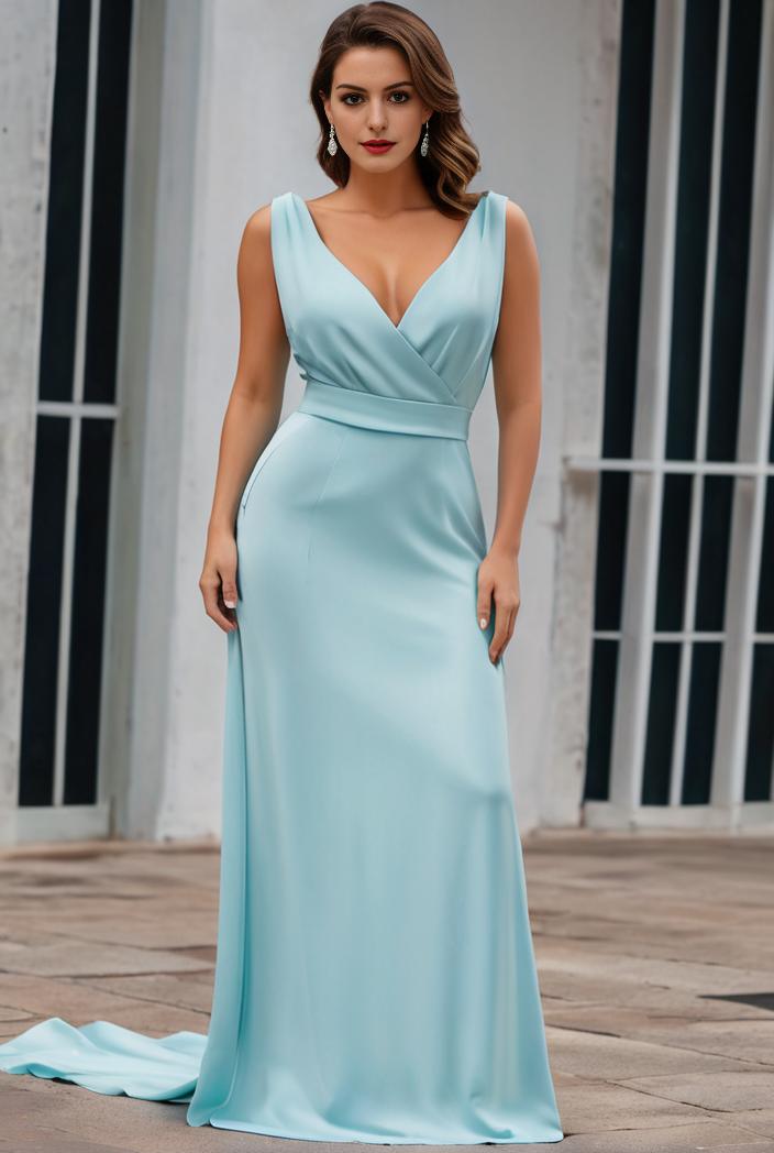 plus size shiny v neck side slit formal evening dress 101721
