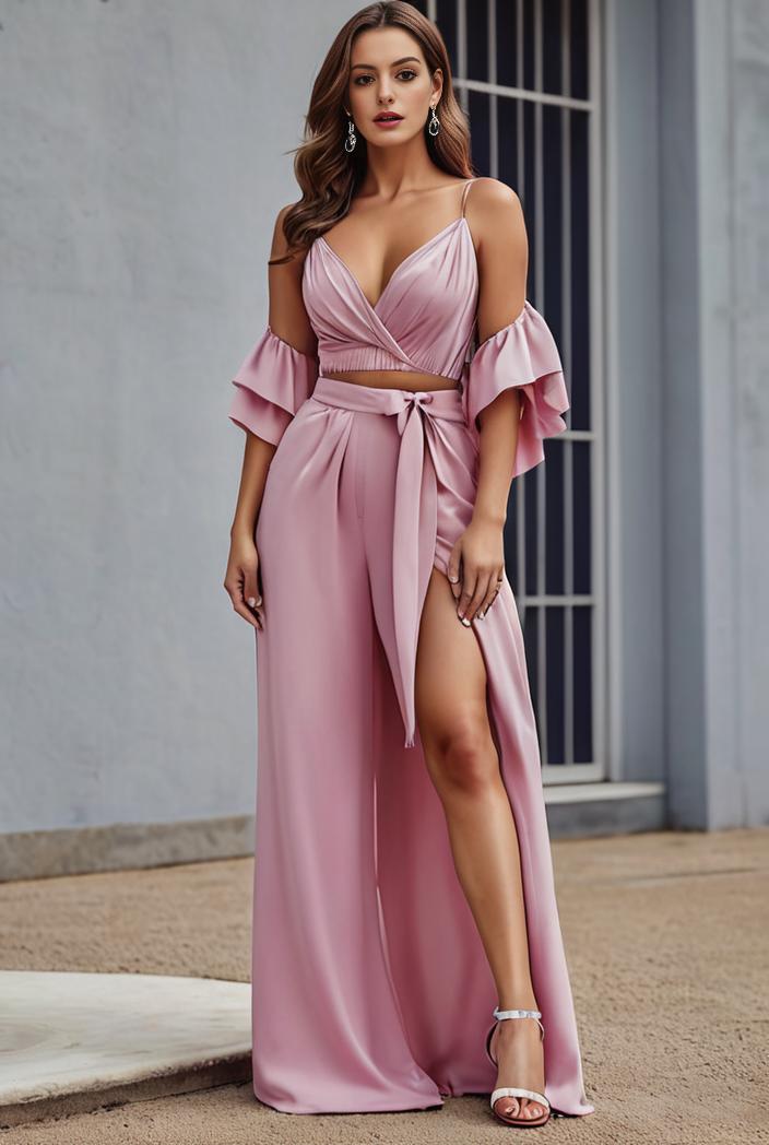 plus size shiny v neck side slit formal evening dress 101727