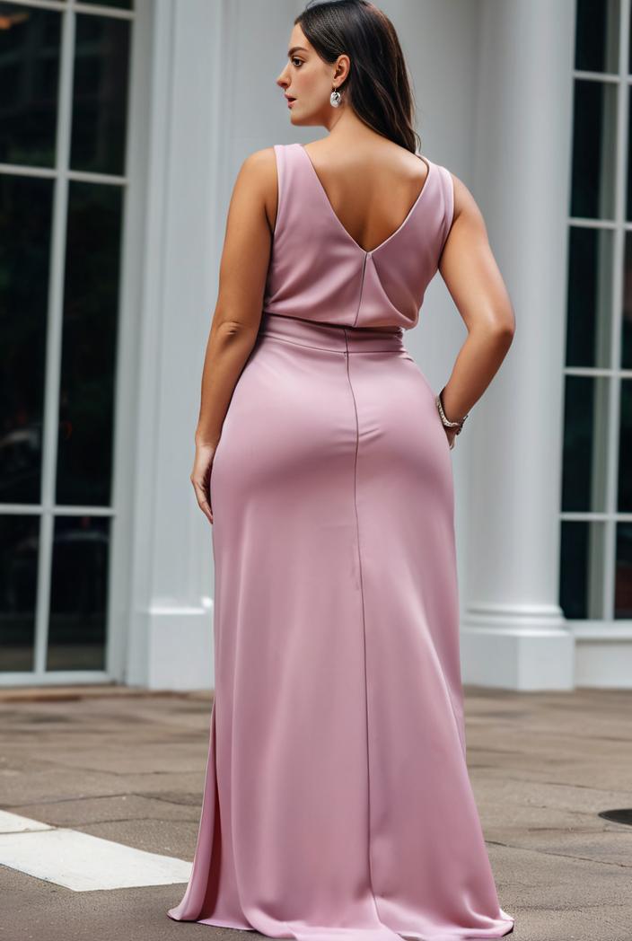 plus size shiny v neck side slit formal evening dress 101737